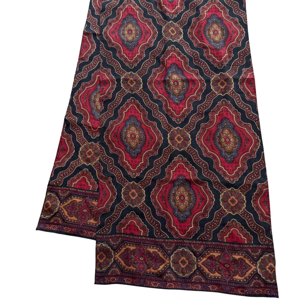 Vintage Silk Scarf Paisley Old Money Quiet Luxury Red Navy Gold Classic Neck Bag
